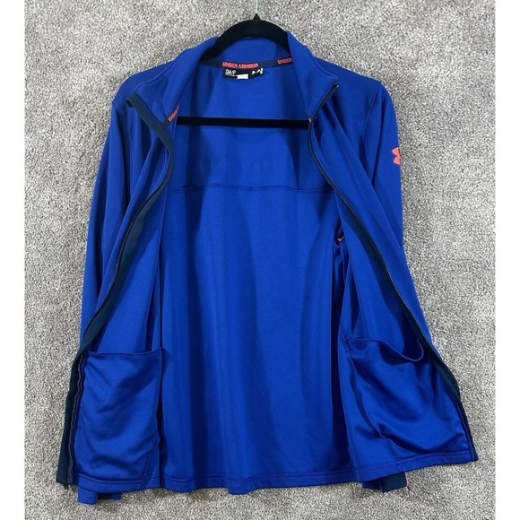 Under Armour Track Jacket Mens Small Blue Loose Coupe Full Zip Long Sleeve - Picture 4 of 9